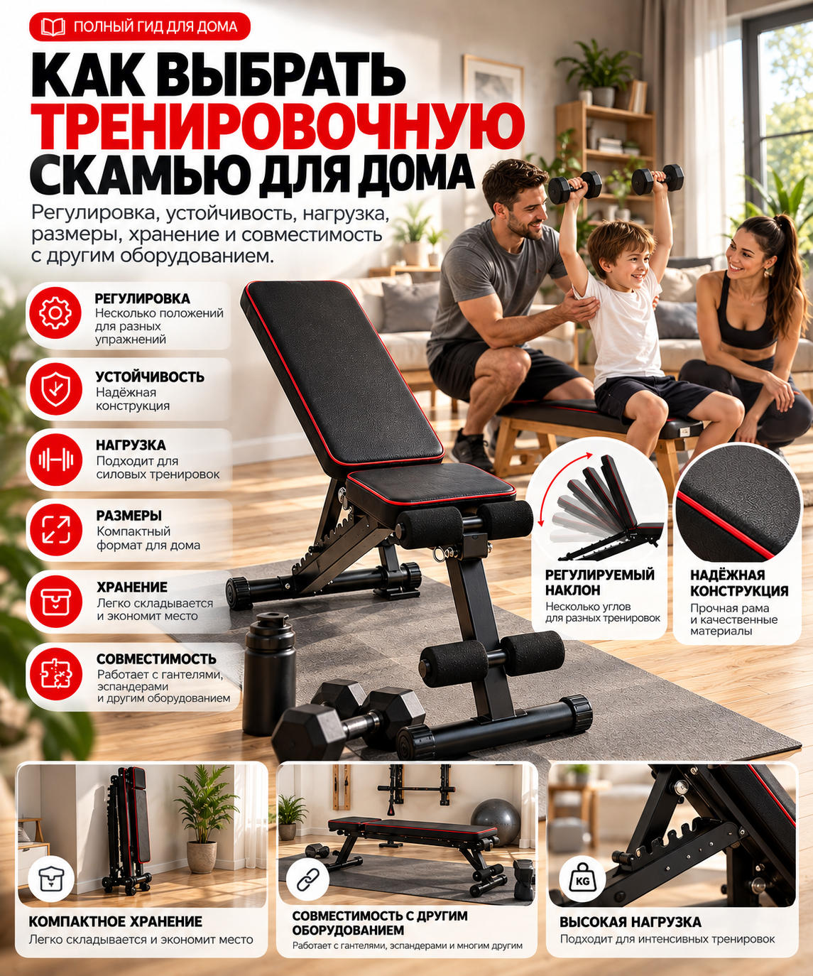 Скамья для фитнеса и тренировок: как выбрать для дома